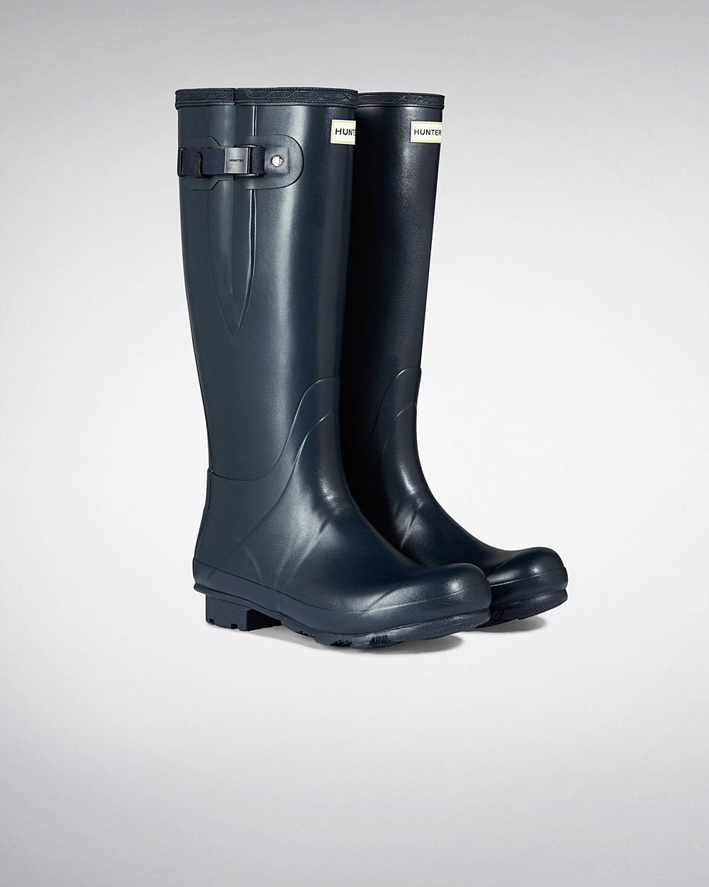 Mens Hunter Norris Field Side Adjustable - Tall Rain Boots Navy - 4291-XUQVG